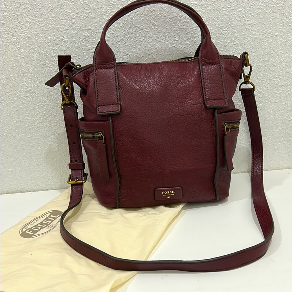 Fossil Emerson Leather Satchel, Double Handle Crossbody Bag - Picture 3 of 17